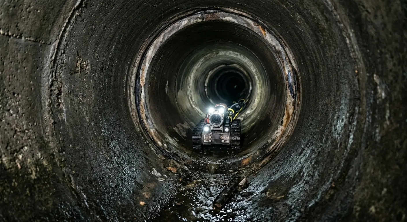 Robotic sewer camera inspecting pipe interior for Sewer Line Repair in Fallston